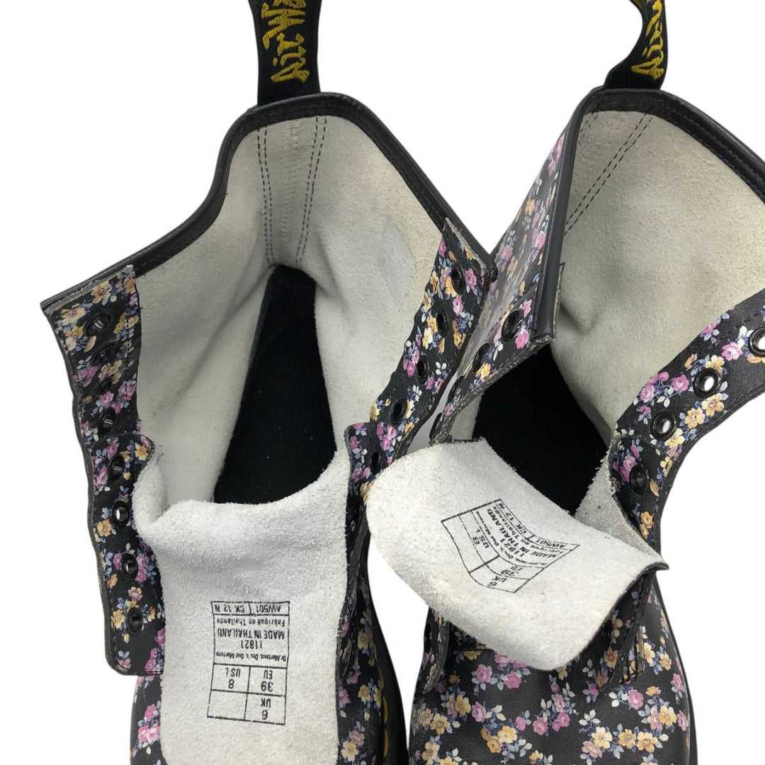 Dr. Martens floral print 8-hole boots, size 6 Women's 25.0cm unclear black type Vintage Second Hand