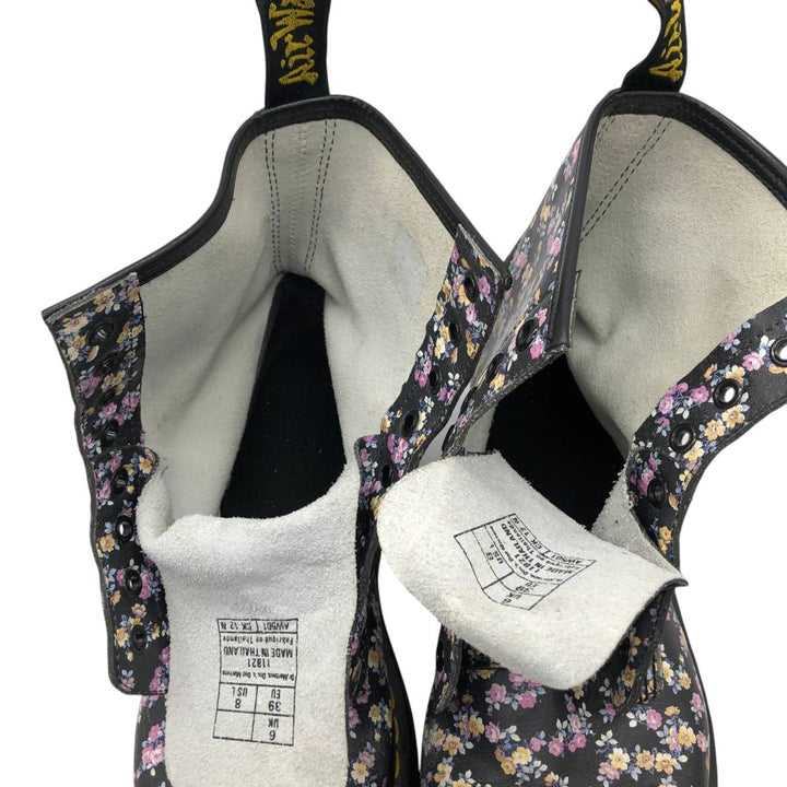 Dr. Martens floral print 8-hole boots, size 6 Women's 25.0cm unclear black type Vintage Second Hand