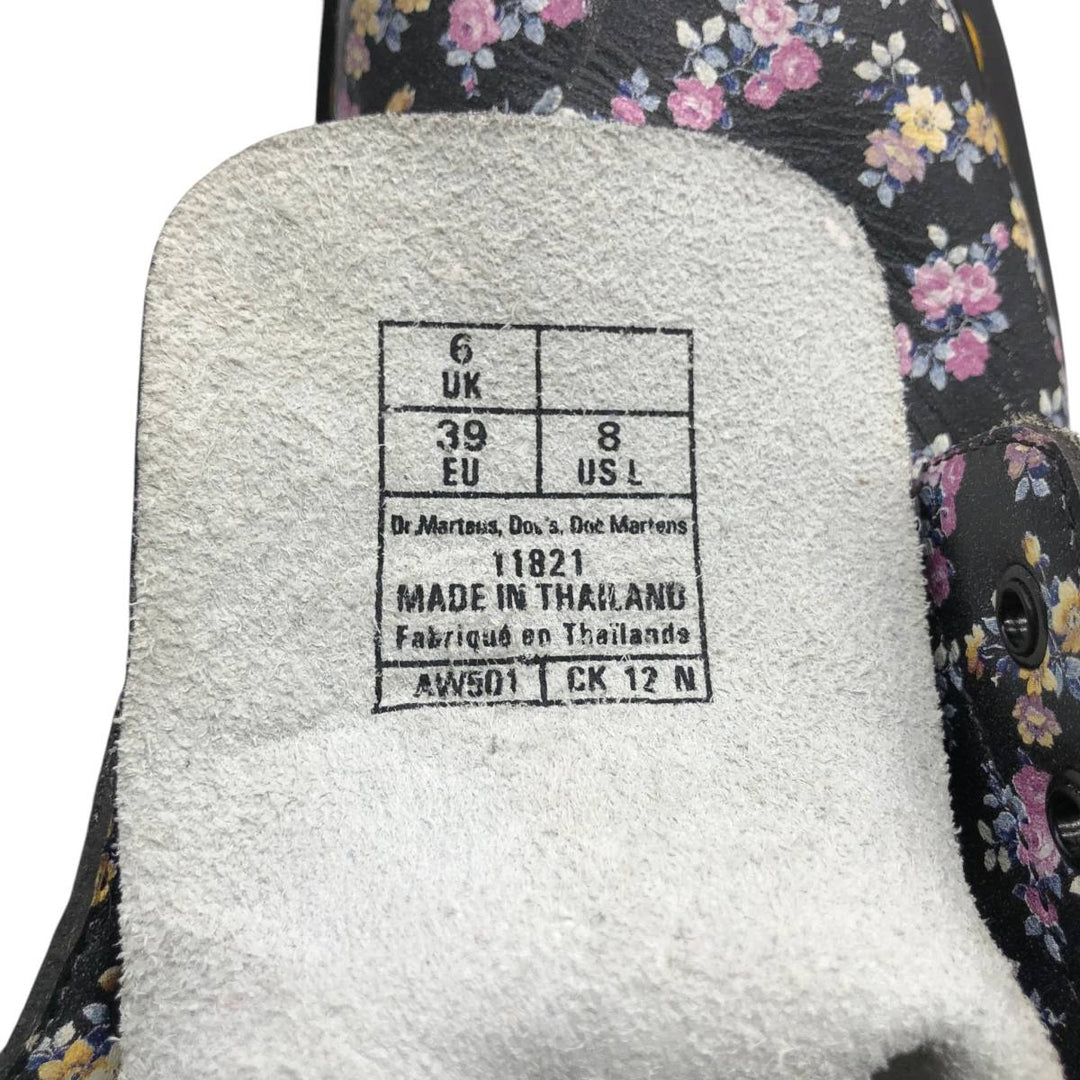 Dr. Martens floral print 8-hole boots, size 6 Women's 25.0cm unclear black type Vintage Second Hand