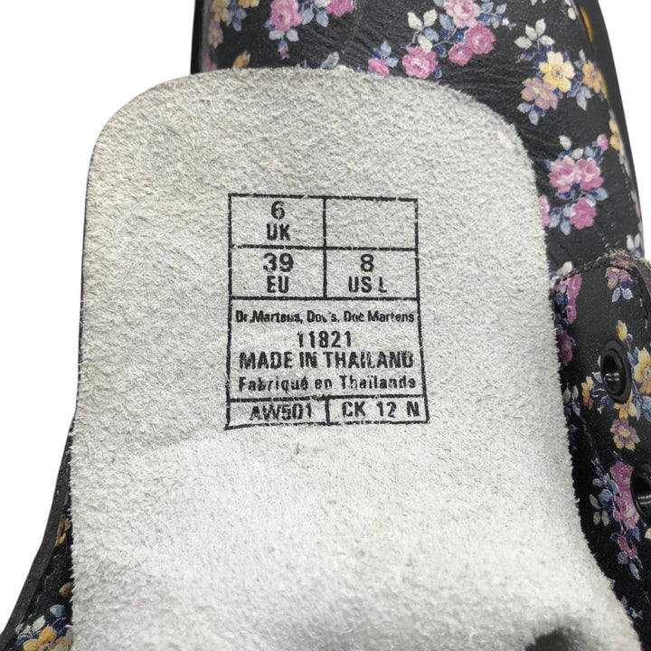 Dr. Martens floral print 8-hole boots, size 6 Women's 25.0cm unclear black type Vintage Second Hand