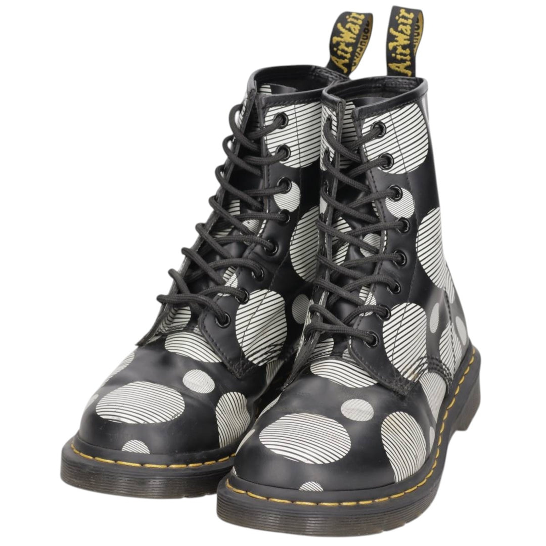 Dr. Martens polka dot pattern 8-hole boots, size 6 Women's 25.0cm unclear white type Vintage Second Hand