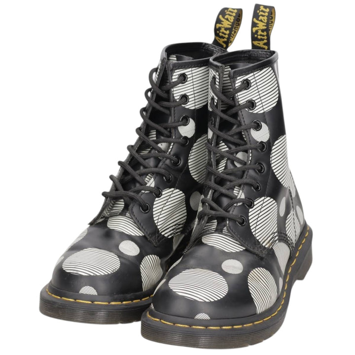 Dr. Martens polka dot pattern 8-hole boots, size 6 Women's 25.0cm unclear white type Vintage Second Hand