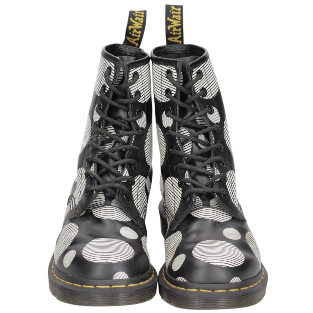 Dr. Martens polka dot pattern 8-hole boots, size 6 Women's 25.0cm unclear white type Vintage Second Hand