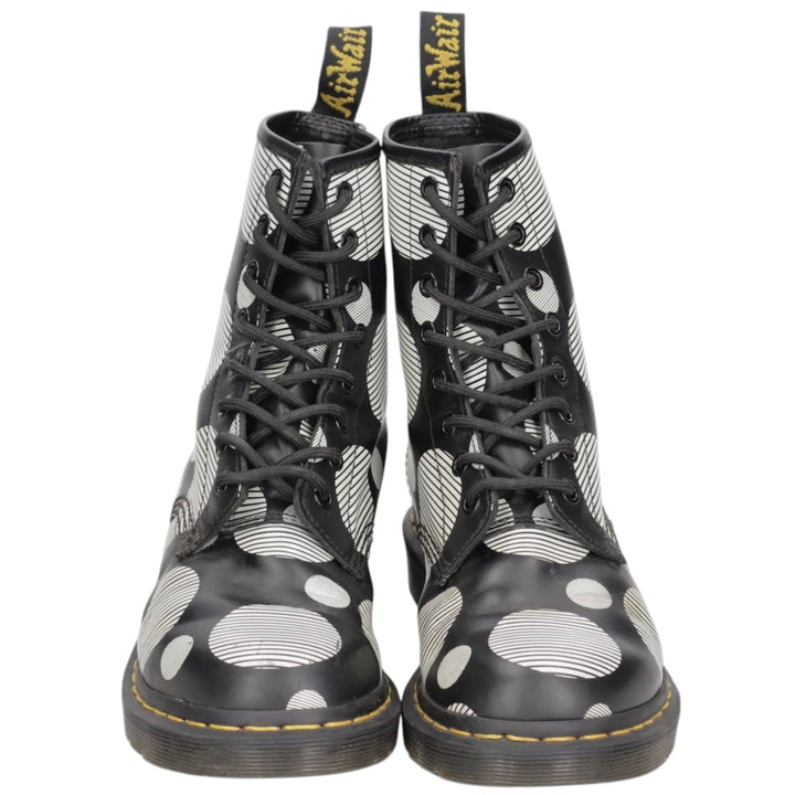 Dr. Martens polka dot pattern 8-hole boots, size 6 Women's 25.0cm unclear white type Vintage Second Hand