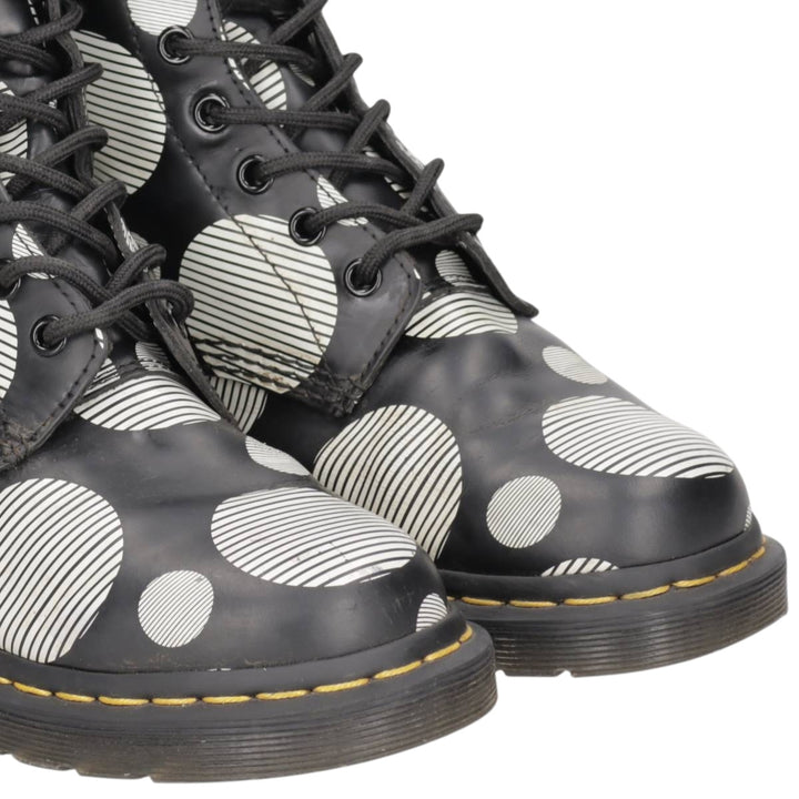 Dr. Martens polka dot pattern 8-hole boots, size 6 Women's 25.0cm unclear white type Vintage Second Hand