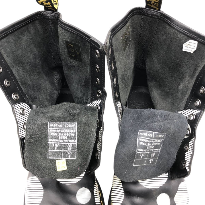 Dr. Martens polka dot pattern 8-hole boots, size 6 Women's 25.0cm unclear white type Vintage Second Hand