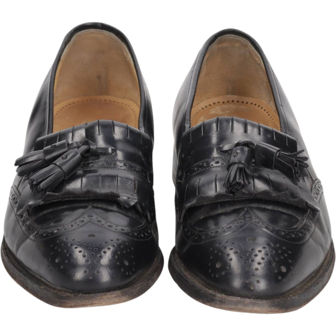 Johnston & Murphy OPTIMA Wingtip Full Brogue Kilt Loafers, Made in USA, Size 9D Men's 27.0cm unclear black type Vintage Second Hand