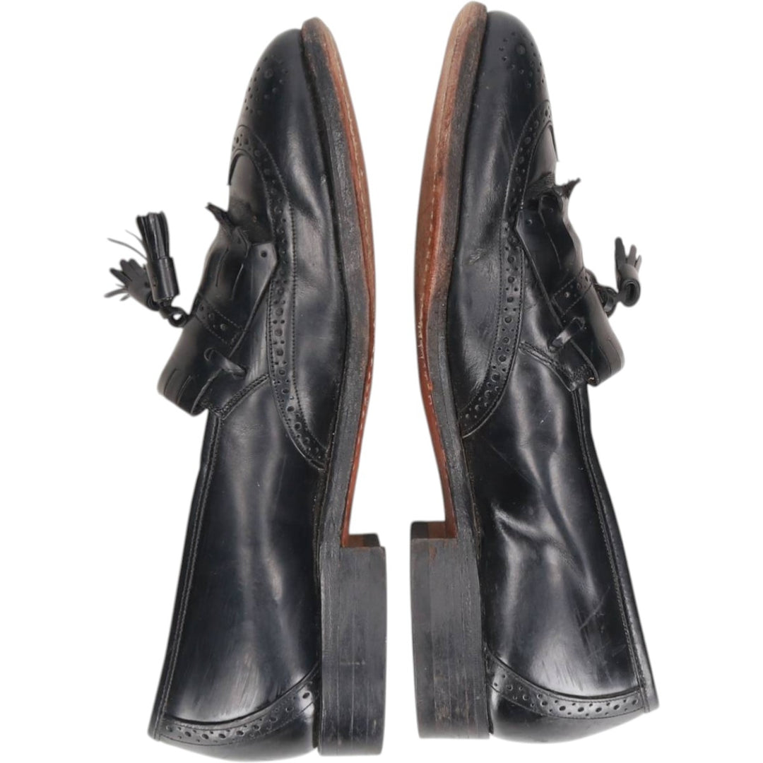 Johnston & Murphy OPTIMA Wingtip Full Brogue Kilt Loafers, Made in USA, Size 9D Men's 27.0cm unclear black type Vintage Second Hand