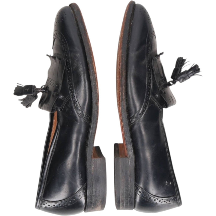 Johnston & Murphy OPTIMA Wingtip Full Brogue Kilt Loafers, Made in USA, Size 9D Men's 27.0cm unclear black type Vintage Second Hand