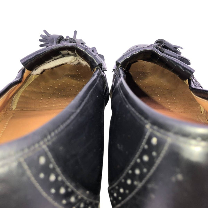 Johnston & Murphy OPTIMA Wingtip Full Brogue Kilt Loafers, Made in USA, Size 9D Men's 27.0cm unclear black type Vintage Second Hand