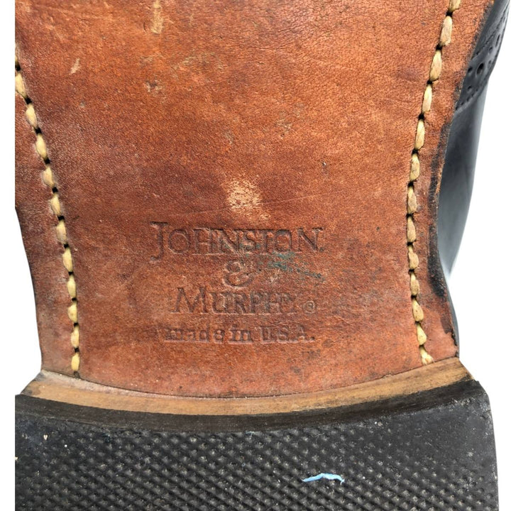 Johnston & Murphy OPTIMA Wingtip Full Brogue Kilt Loafers, Made in USA, Size 9D Men's 27.0cm unclear black type Vintage Second Hand