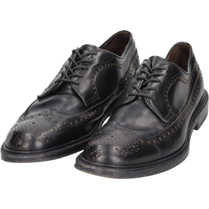 Green George full brogue wingtip shoes, made in Italy, size 8 1/2 Men's 28.5cm genuine leather black type Vintage Second Hand