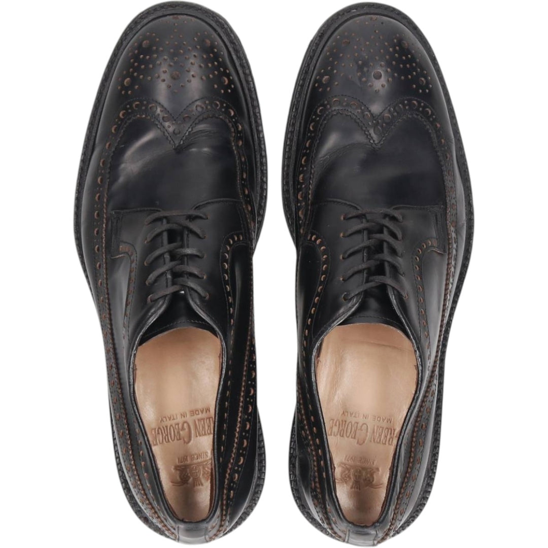 Green George full brogue wingtip shoes, made in Italy, size 8 1/2 Men's 28.5cm genuine leather black type Vintage Second Hand
