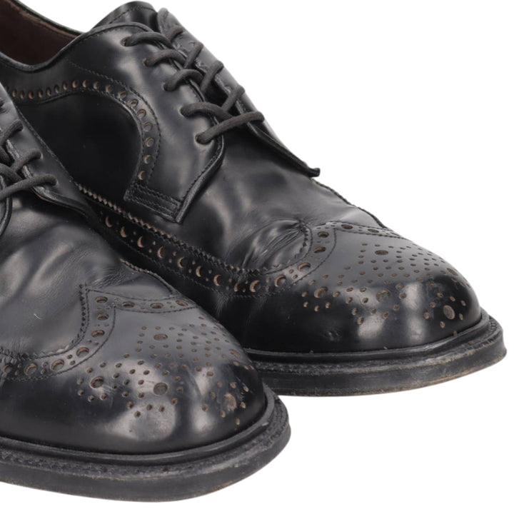Green George full brogue wingtip shoes, made in Italy, size 8 1/2 Men's 28.5cm genuine leather black type Vintage Second Hand