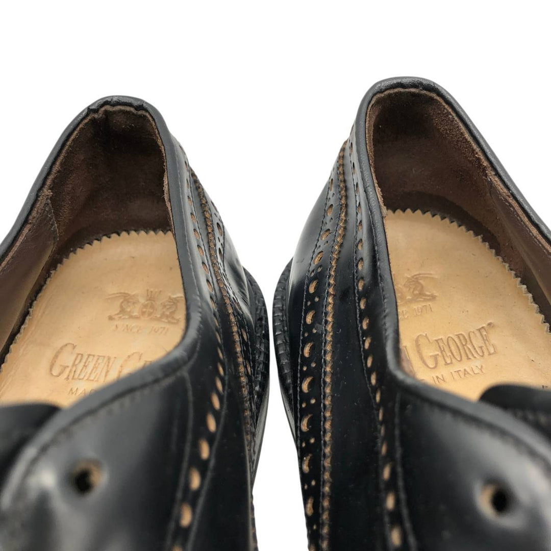 Green George full brogue wingtip shoes, made in Italy, size 8 1/2 Men's 28.5cm genuine leather black type Vintage Second Hand