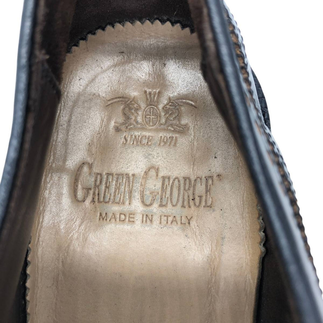 Green George full brogue wingtip shoes, made in Italy, size 8 1/2 Men's 28.5cm genuine leather black type Vintage Second Hand