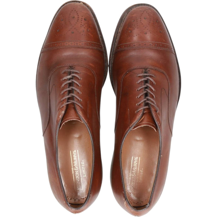 Johnston & Murphy LIMITED Semi-Brogue Straight Tip Shoes, Made in USA, Size 10D (equivalent to men's 11") /saa015024 Men's 28.0cm genuine leather brown type Vintage Second Hand