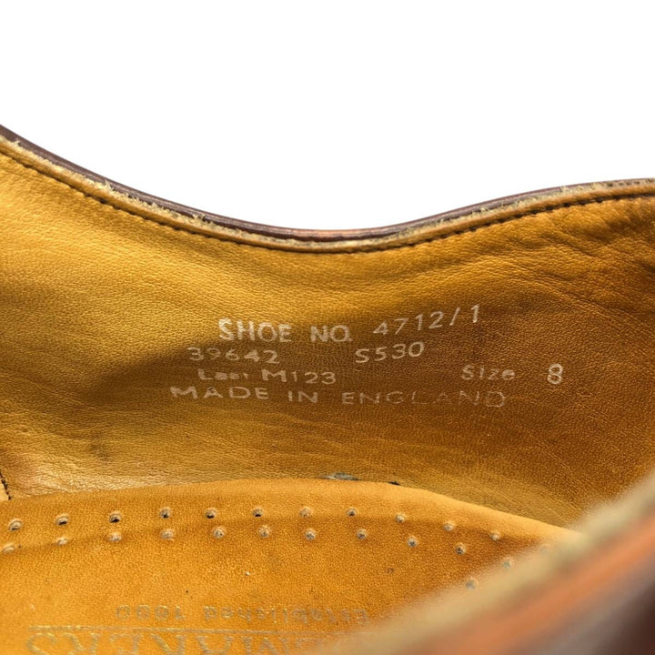 Tricker's plain toe shoes, made in England, size 8 Men's 26.5cm genuine leather brown type Vintage Second Hand
