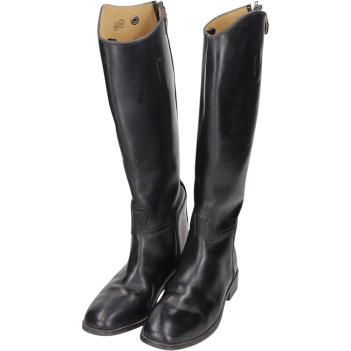 Back-zip long boots, size 40W (equivalent to men's 10.2" width) /saa015033 Men's 26.0cm unclear black type Vintage Second Hand