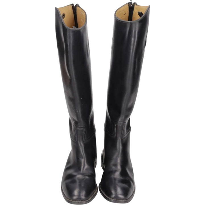 Back-zip long boots, size 40W (equivalent to men's 10.2" width) /saa015033 Men's 26.0cm unclear black type Vintage Second Hand