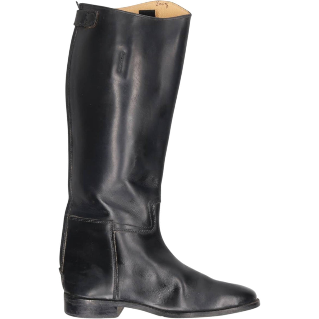Back-zip long boots, size 40W (equivalent to men's 10.2" width) /saa015033 Men's 26.0cm unclear black type Vintage Second Hand