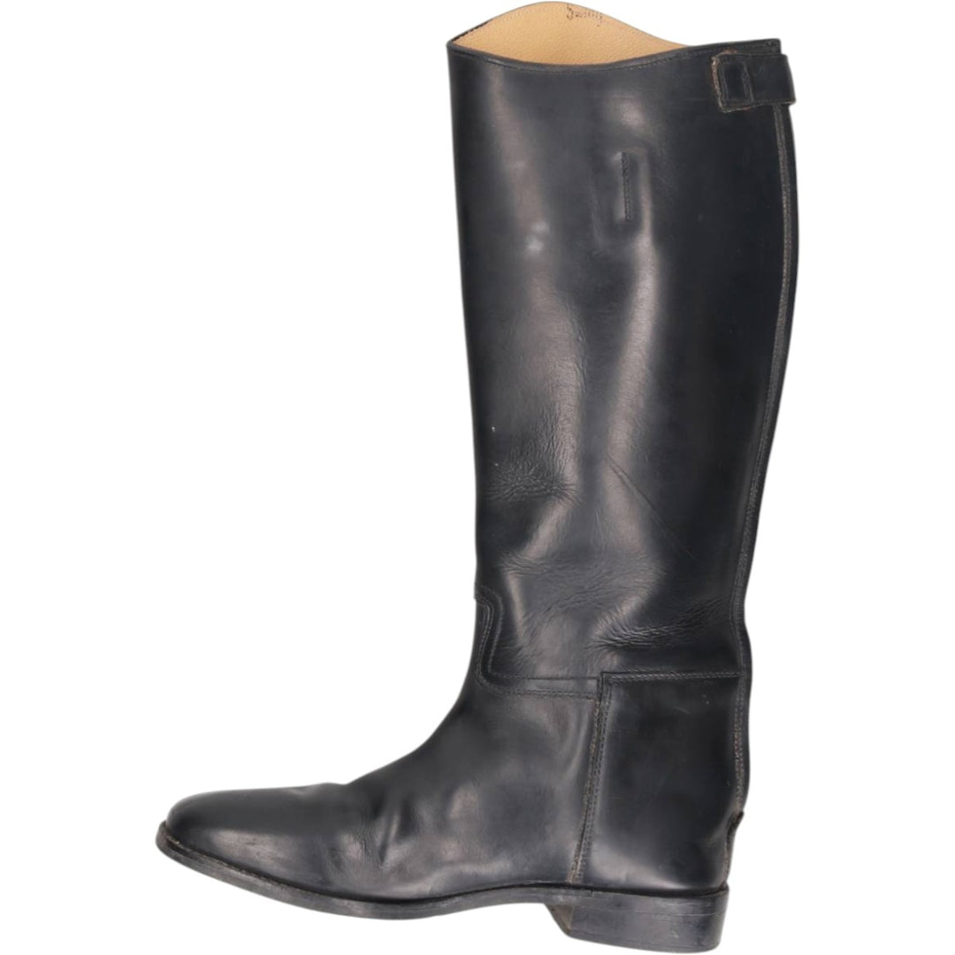 Back-zip long boots, size 40W (equivalent to men's 10.2" width) /saa015033 Men's 26.0cm unclear black type Vintage Second Hand