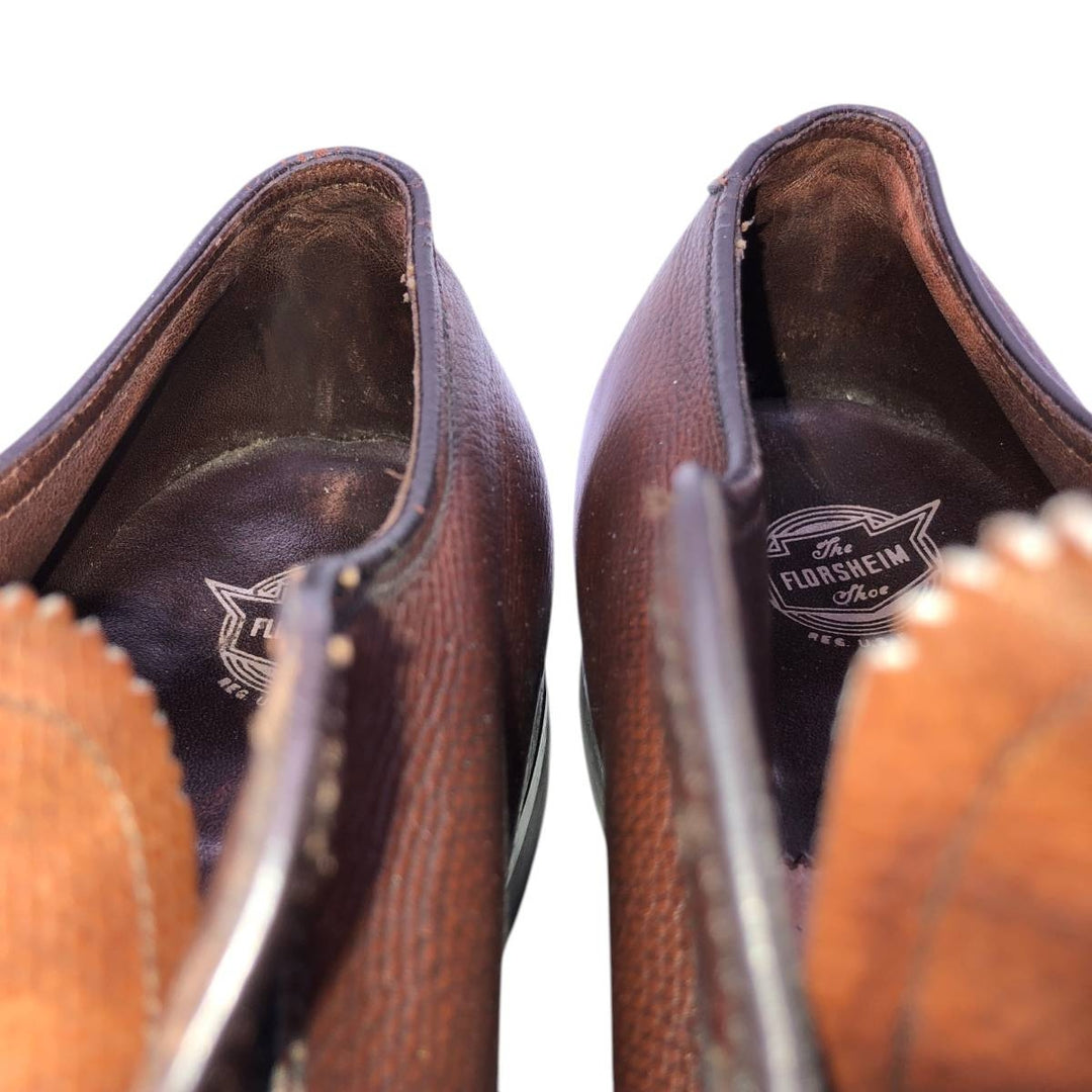 Florsheim plain toe shoes, size 8E Men's 26.0cm unclear brown type Vintage Second Hand