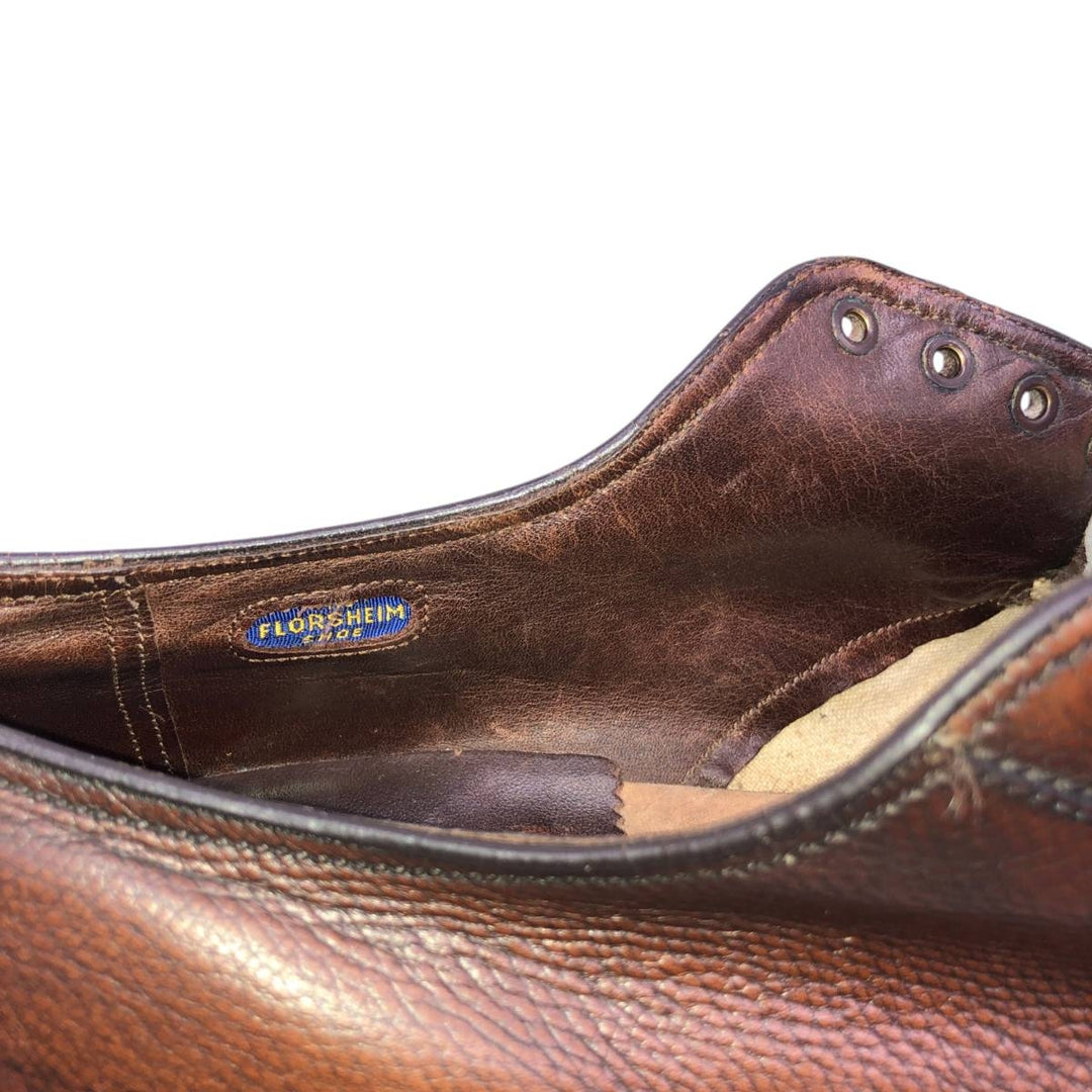 Florsheim plain toe shoes, size 8E Men's 26.0cm unclear brown type Vintage Second Hand