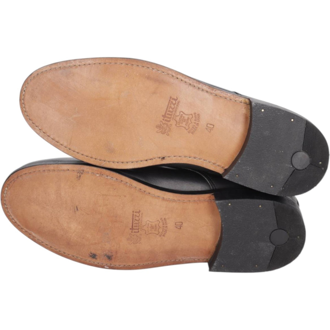 ITUZZI Plain Toe Shoes, Made in Spain, Size 40 Men's 26.5cm genuine leather black type Vintage Second Hand