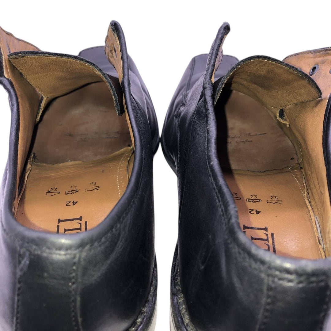 BORELLI Square Toe U-Tip Shoes, Size 42 Men's 26.0cm genuine leather black type Vintage Second Hand