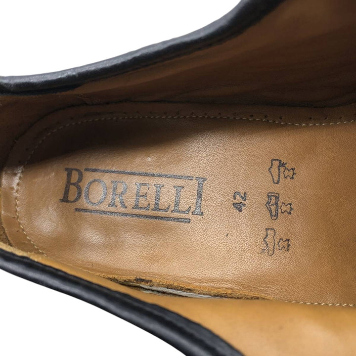 BORELLI Square Toe U-Tip Shoes, Size 42 Men's 26.0cm genuine leather black type Vintage Second Hand