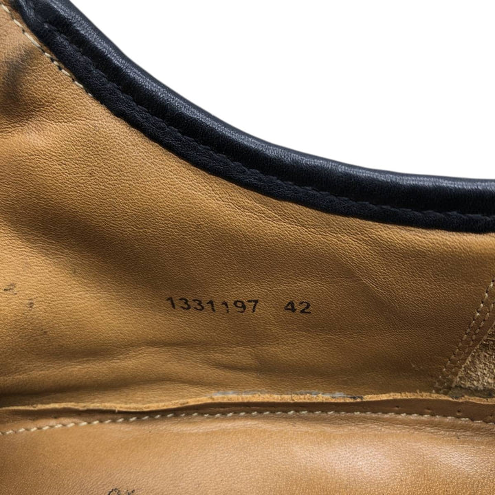 BORELLI Square Toe U-Tip Shoes, Size 42 Men's 26.0cm genuine leather black type Vintage Second Hand
