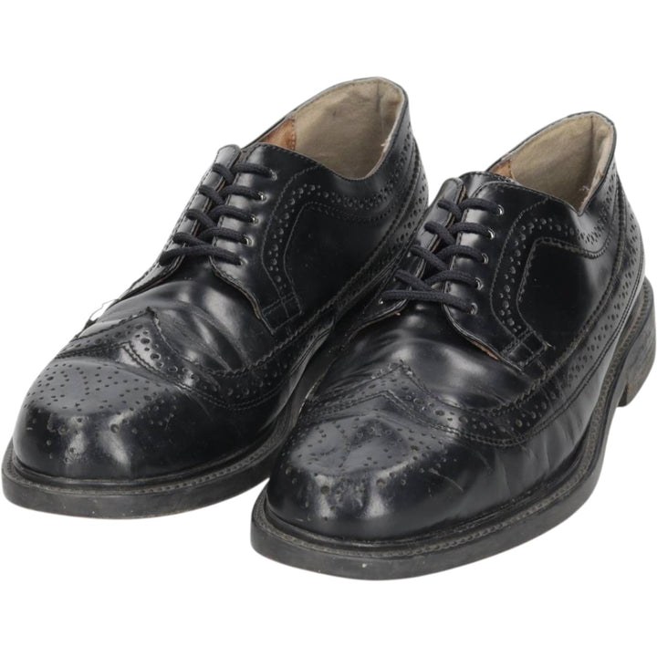 WALL STREET Full Brogue Wingtip Shoes, Size 42 (Men's, equivalent to 10.6 inches) /saa015052 Men's 27.0cm unclear black type Vintage Second Hand