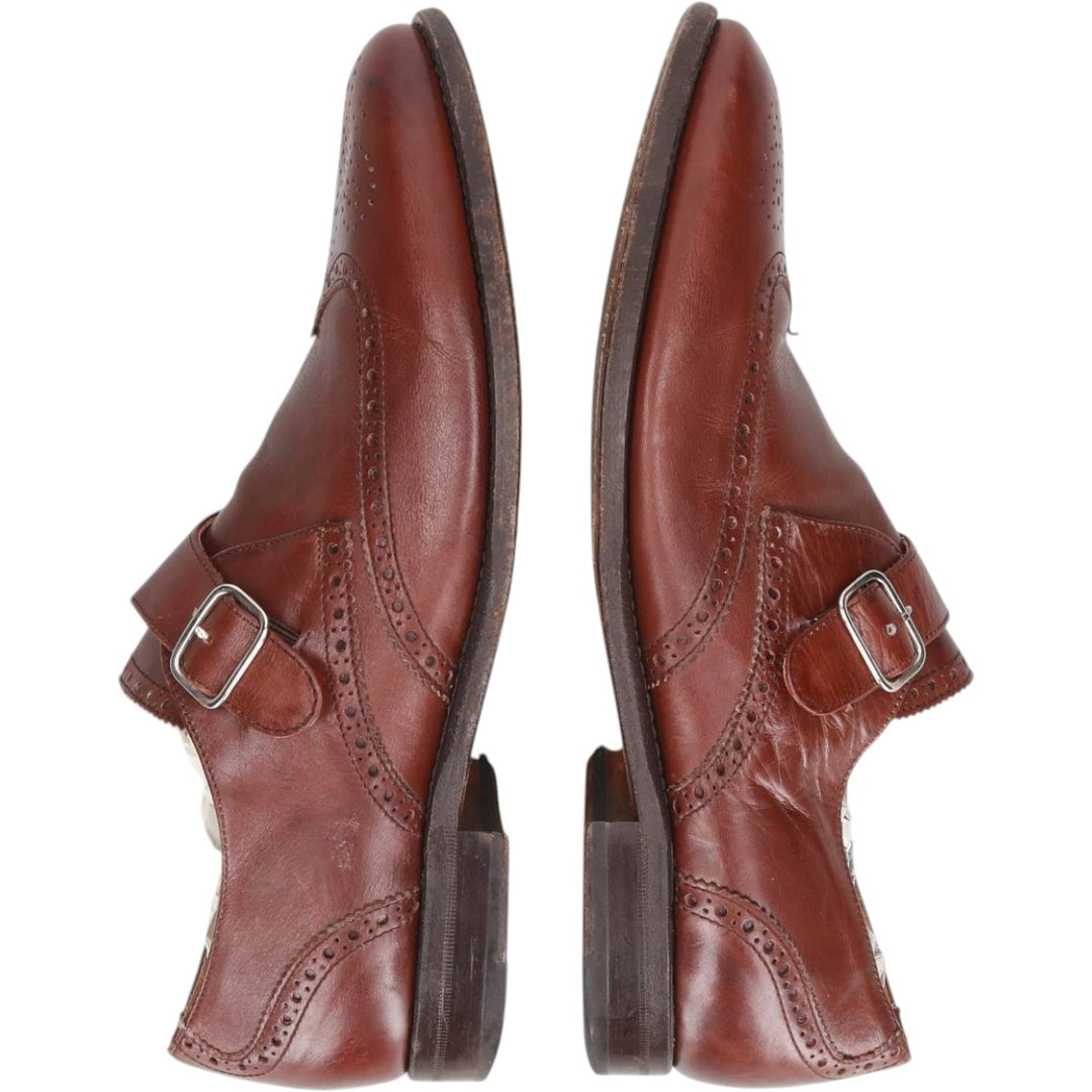 Berwick wingtip full brogue monk strap shoes Men's 28.0cm genuine leather brown type Vintage Second Hand