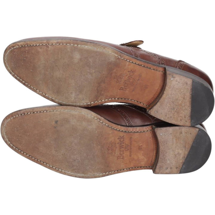 Berwick wingtip full brogue monk strap shoes Men's 28.0cm genuine leather brown type Vintage Second Hand