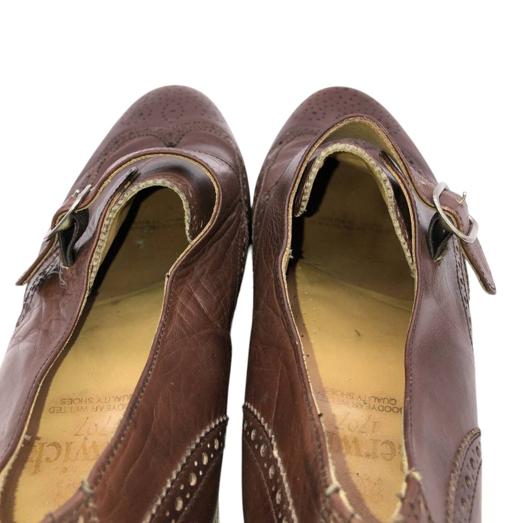 Berwick wingtip full brogue monk strap shoes Men's 28.0cm genuine leather brown type Vintage Second Hand
