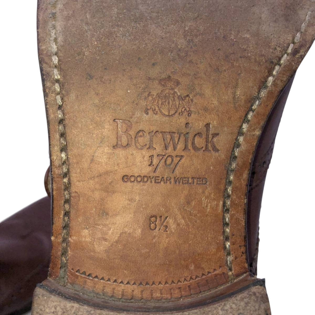 Berwick wingtip full brogue monk strap shoes Men's 28.0cm genuine leather brown type Vintage Second Hand