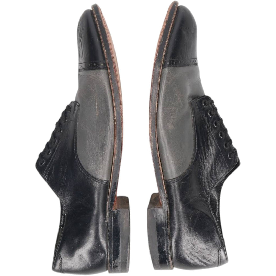 STACY ADAMS Straight Tip Saddle Shoes, Size 10 1/2D (Men's equivalent to 11.4" /saa015054 Men's 29.0cm genuine leather black type Vintage Second Hand