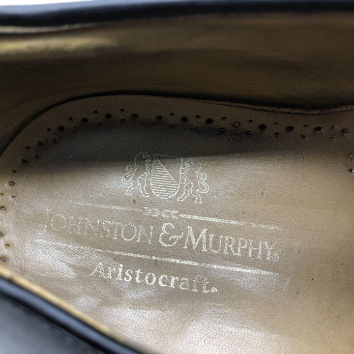 Johnston & Murphy Aristocraft Straight Tip Shoes, Made in USA, Size 8 1/2D Men's 26.5cm genuine leather black type Vintage Second Hand