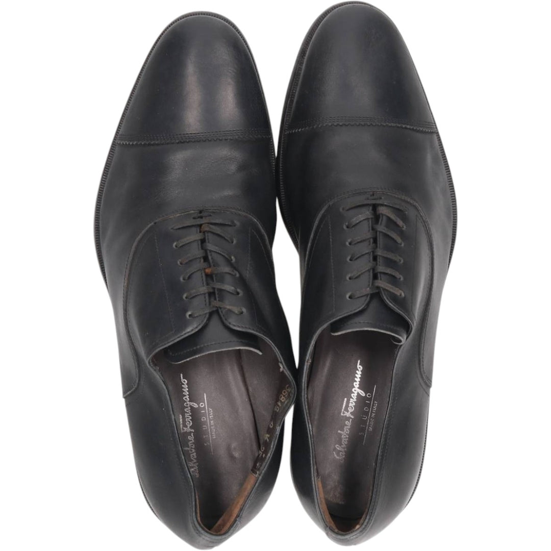 Salvatore Ferragamo straight-tip shoes, made in Italy, size 9 1/2 (2E). Men's 27.5cm unclear black type Vintage Second Hand