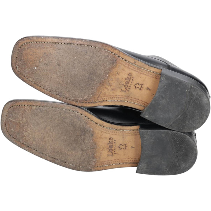 Loake plain toe shoes, size 7 Men's 25.5cm genuine leather black type Vintage Second Hand