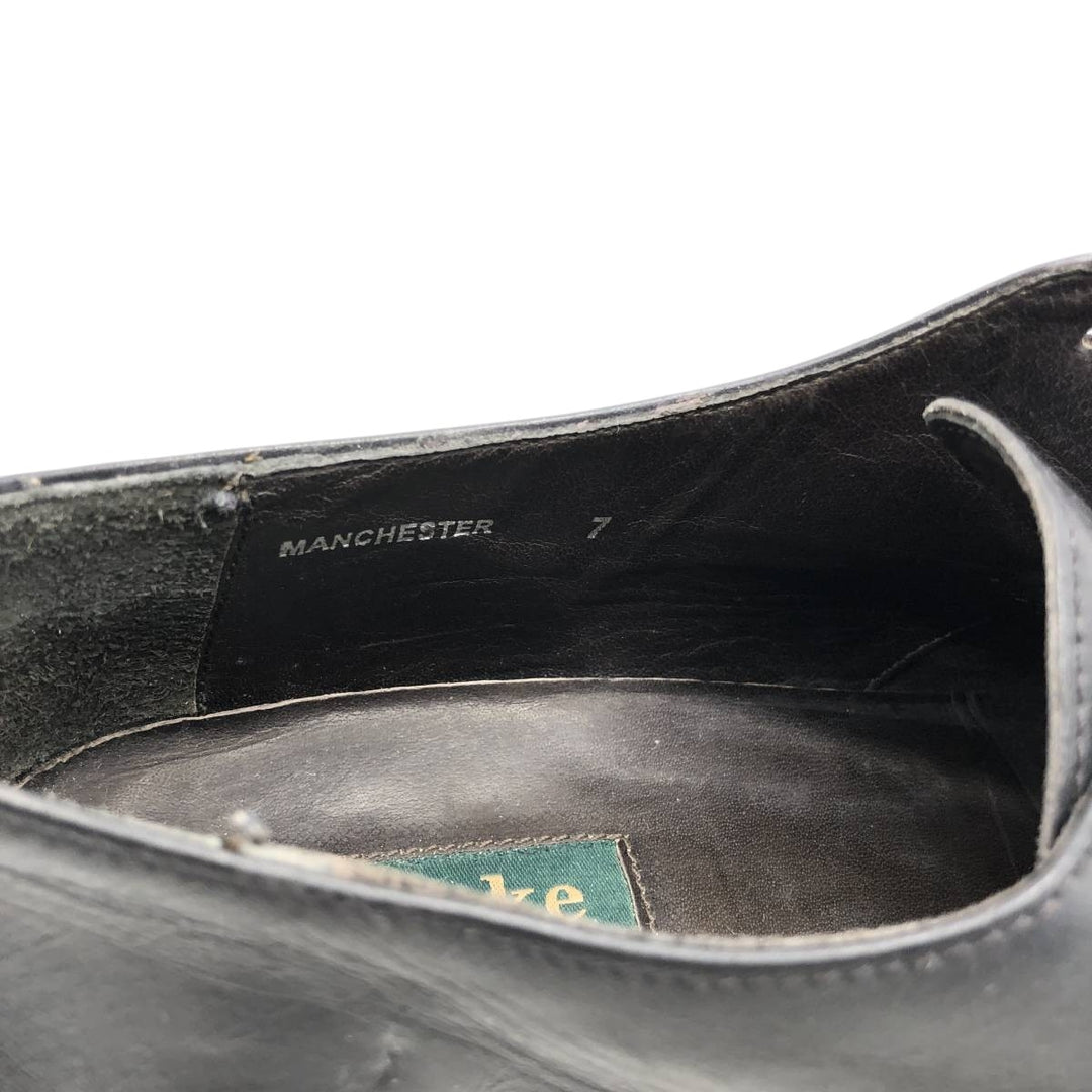Loake plain toe shoes, size 7 Men's 25.5cm genuine leather black type Vintage Second Hand