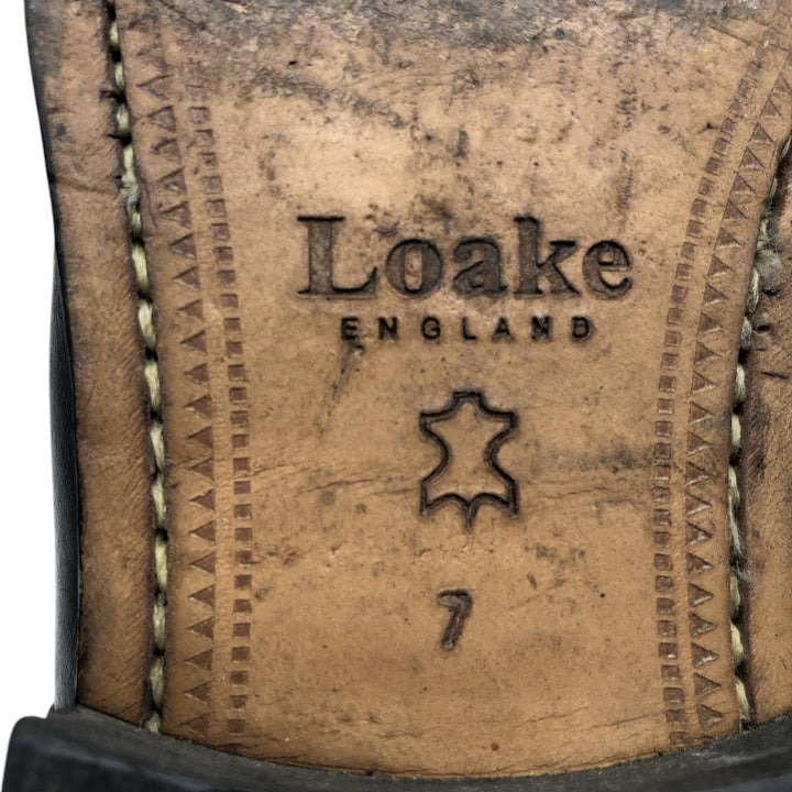 Loake plain toe shoes, size 7 Men's 25.5cm genuine leather black type Vintage Second Hand