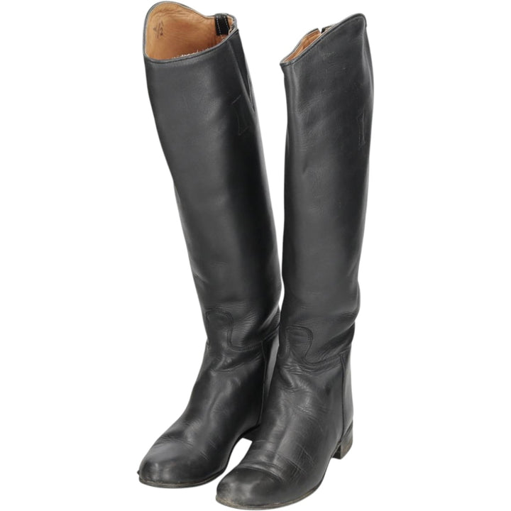 Long boots, size 7 1/2 Women's 25.0cm unclear black type Vintage Second Hand