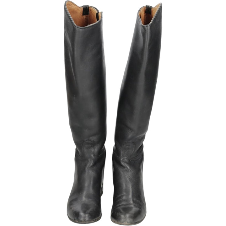 Long boots, size 7 1/2 Women's 25.0cm unclear black type Vintage Second Hand