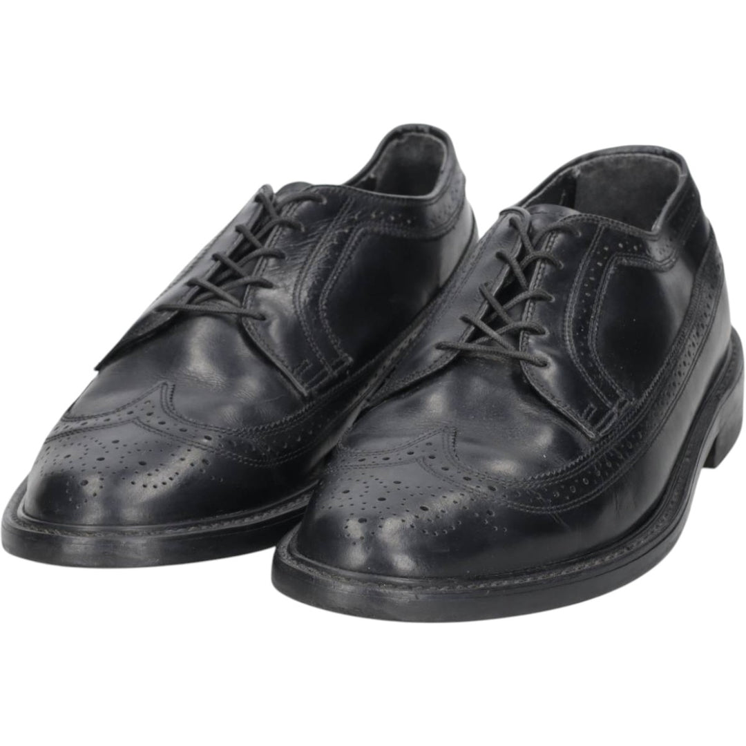 OAKWOODS Full Brogue Wingtip Shoes, Made in USA Men's 27.5cm unclear black type Vintage Second Hand