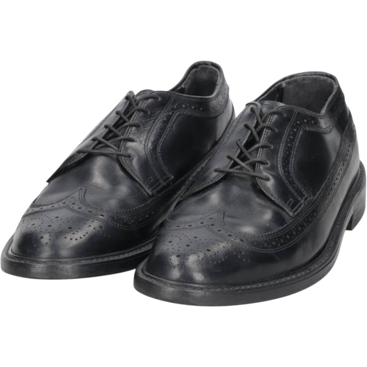 OAKWOODS Full Brogue Wingtip Shoes, Made in USA Men's 27.5cm unclear black type Vintage Second Hand