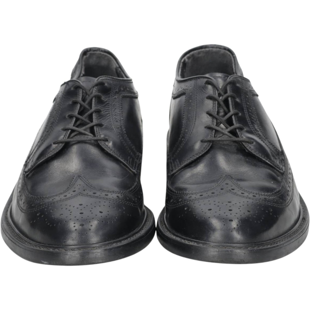 OAKWOODS Full Brogue Wingtip Shoes, Made in USA Men's 27.5cm unclear black type Vintage Second Hand