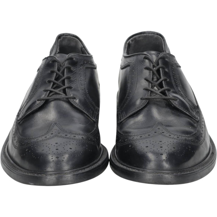 OAKWOODS Full Brogue Wingtip Shoes, Made in USA Men's 27.5cm unclear black type Vintage Second Hand