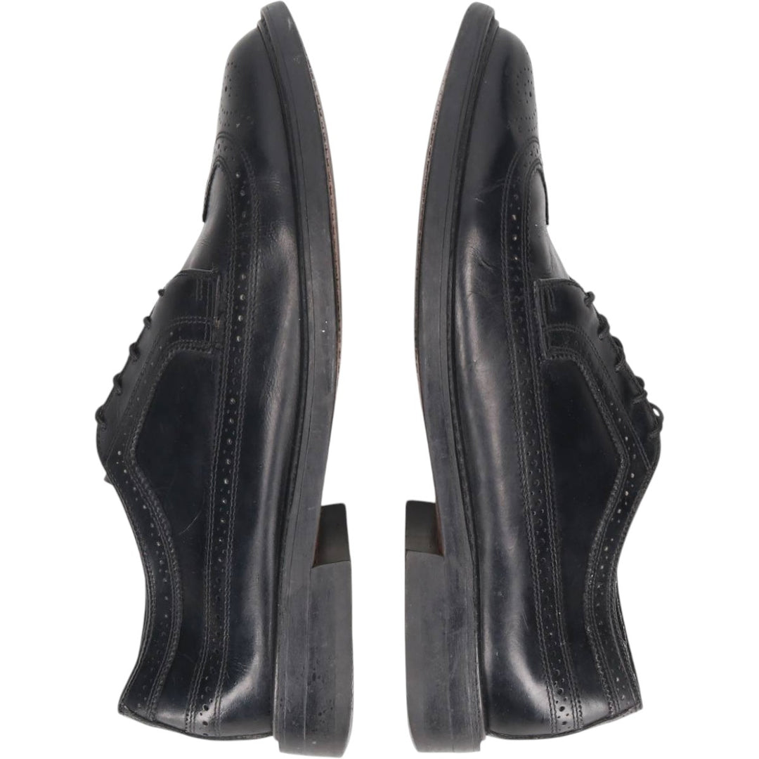 OAKWOODS Full Brogue Wingtip Shoes, Made in USA Men's 27.5cm unclear black type Vintage Second Hand